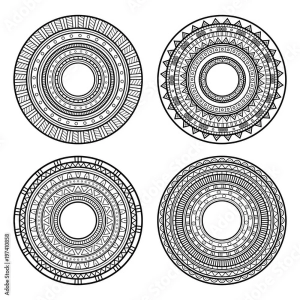 Fototapeta Set of Design Elements. Patterned Circles