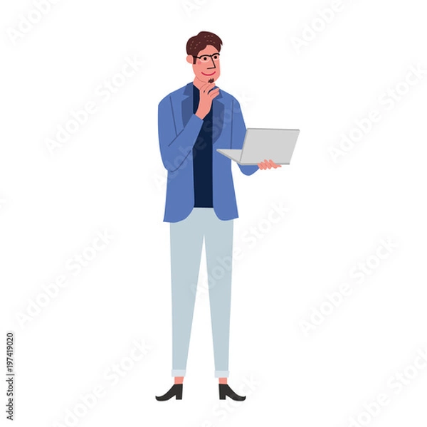 Fototapeta パソコン　男性　イラスト
