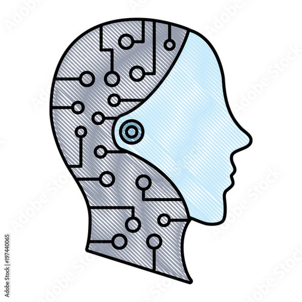 Fototapeta robotic head icon over white background, colorful design. vector illustration