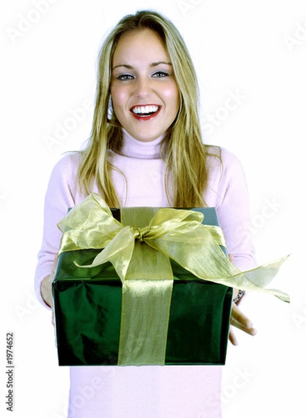 Obraz young lady with gift
