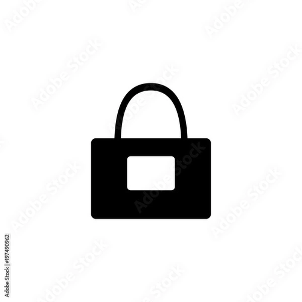 Fototapeta Fashion Bag. Flat Vector Icon. Simple black symbol on white background