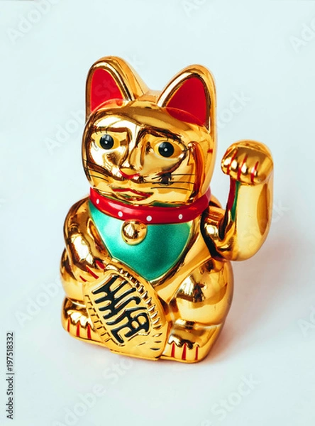 Obraz Traditional Asian lucky souvenir golden kitty cat Maneki neko.