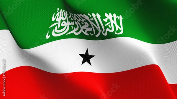 Obraz Somaliland flag waving loop. Somaliland flag blowing on wind.