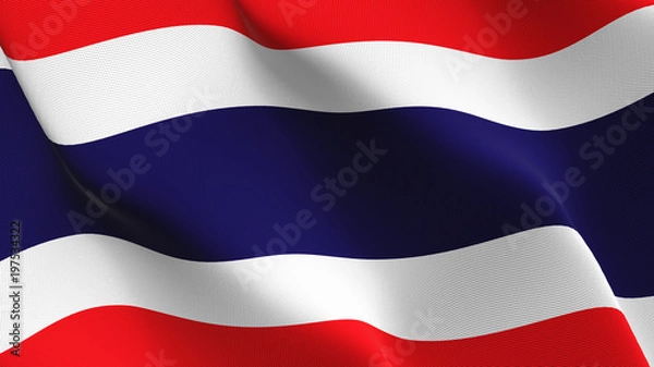 Obraz Thailand flag waving loop. Thai flag blowing on wind.