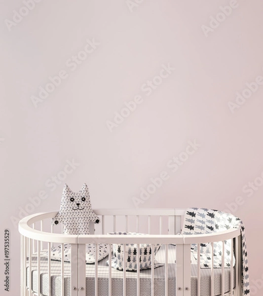 Fototapeta Mockup wall in child room 3d rendering
