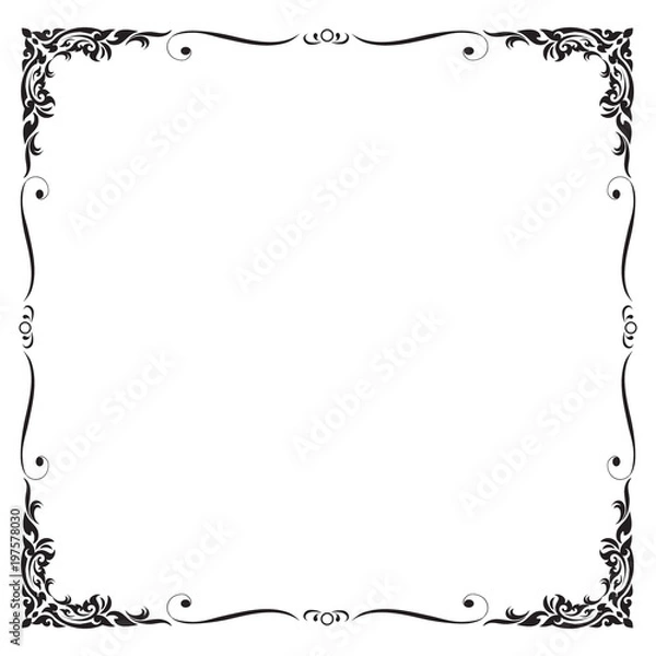 Fototapeta Frame and borders , Square frame , Black and white, Vector illustration