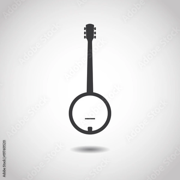 Obraz Image of a banjo on a gray background. Linear design