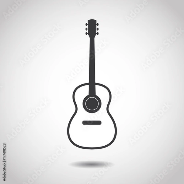 Obraz Picture of a guitar with a white body on a gray background. Linear design