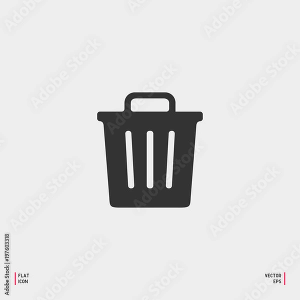 Obraz Outline Trash Icon isolated on grey background for web site design, logo, app, UI. Editable stroke. Vector illustration. EPS10