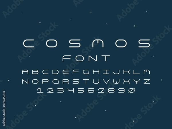 Fototapeta Cosmos regular font. Vector alphabet 
