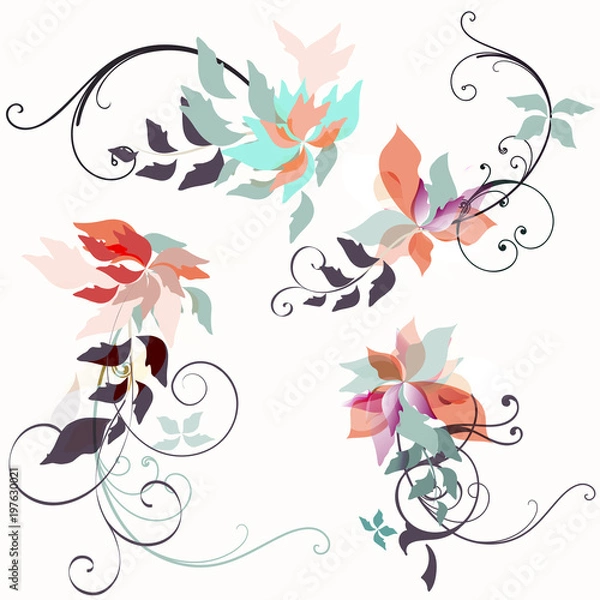 Obraz Collection of vector floral elements for design