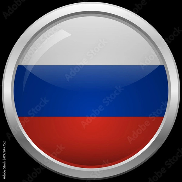 Obraz Russian flag glass button vector illustration