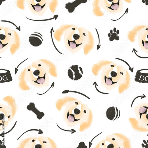 Obraz Vector seamless pattern with cute dog