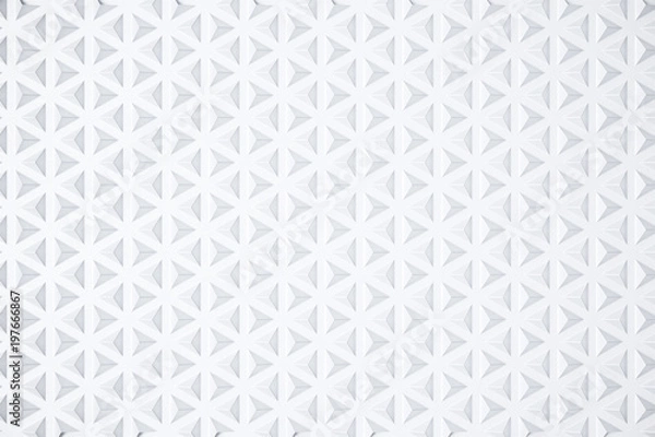 Fototapeta White triangle tiles pattern, 3d rendering background.