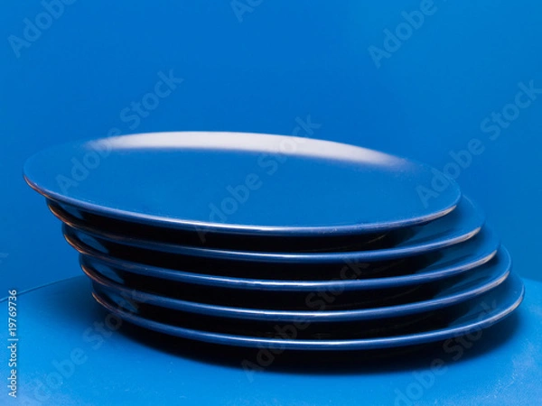 Obraz Stack of blue plates 2
