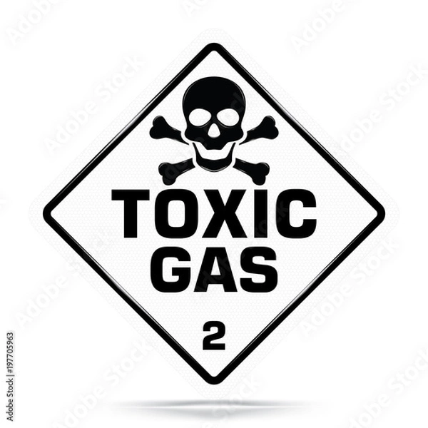 Obraz International Toxic Gas Class 2 Symbol,White Warning Dangerous icon on white background, Attracting attention Security First sign, Idea for,graphic,web design,Vector and illustration, EPS10.
