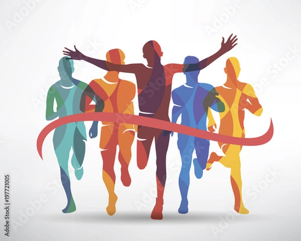 Obraz running athletes symbol, sport and competition concept