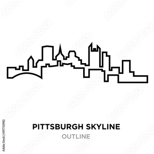 Obraz pittsburgh skyline outline on white background, vector illustration