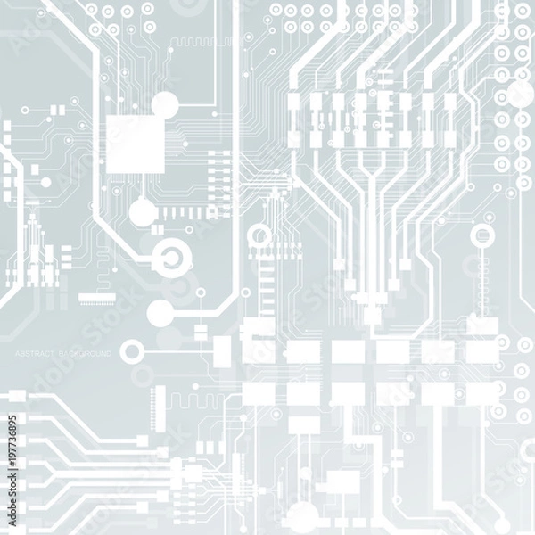 Fototapeta Vector circuit board illustration. Abstract technology. Microchip background.