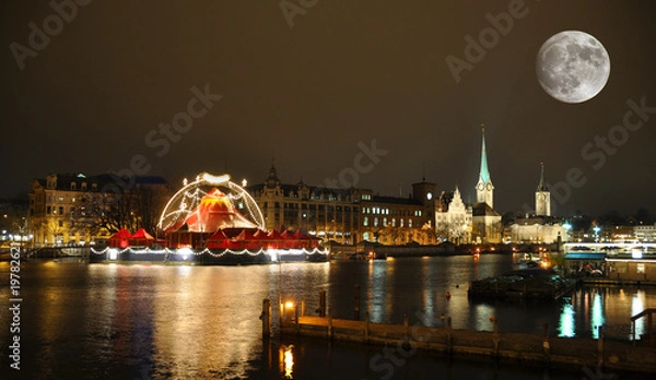 Obraz Zurich downtown by night