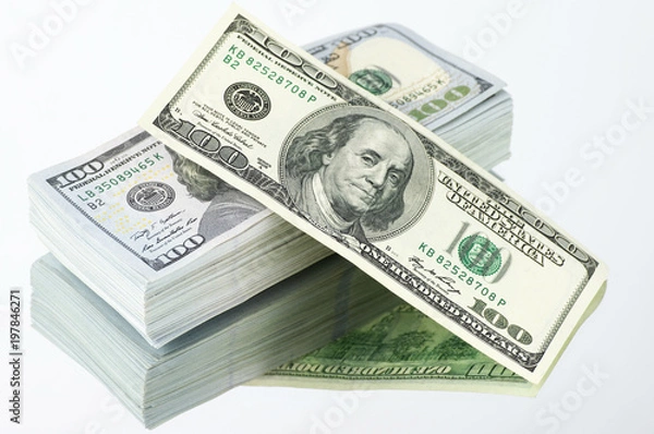Fototapeta Stack of dollar bills