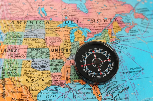 Obraz Compass on globe.