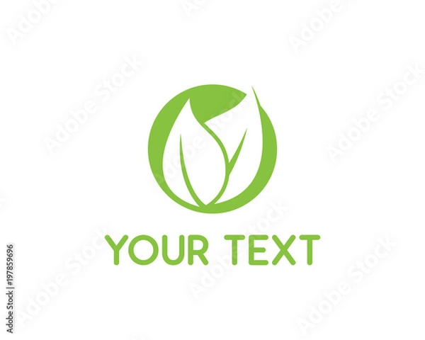 Obraz green leaves round design illustration,simple design style, designed for brand identity