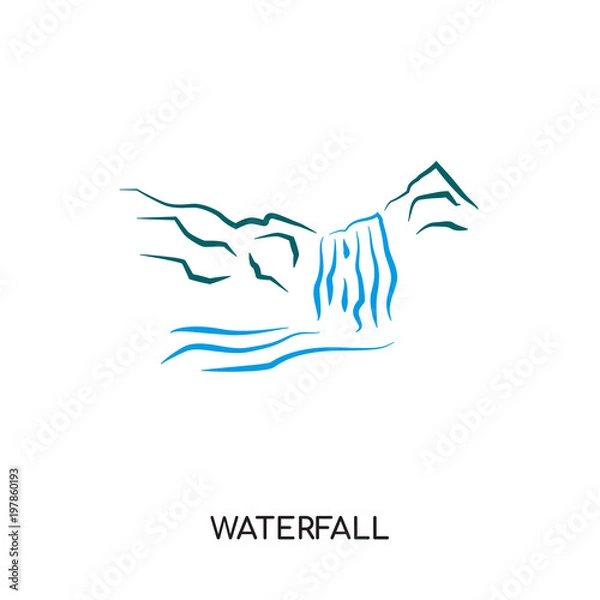 Obraz waterfall logo isolated on white background for your web, mobile and app design