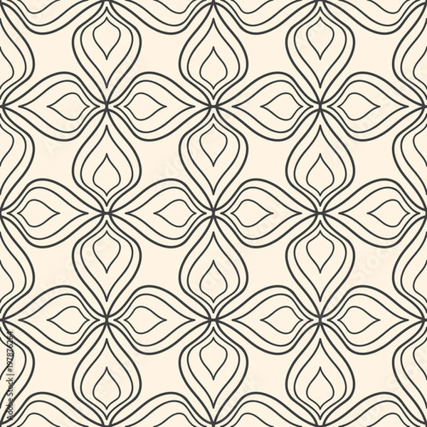 Fototapeta Seamless abstract floral pattern on beige background