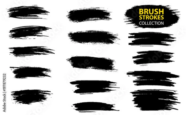 Fototapeta Vector large set different grunge brush strokes.