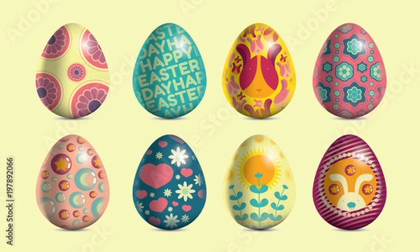 Fototapeta Colourful Easter Eggs on cream background