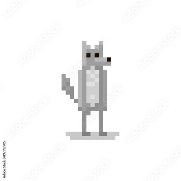 Obraz Pixel character wolf for games and websites
