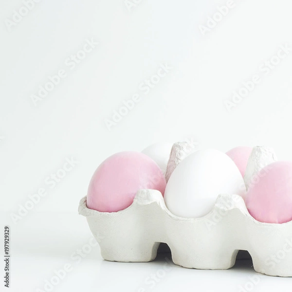 Obraz Pink and White Easter Eggs and Egg Stand