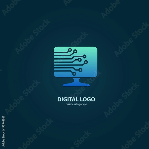 Obraz Vector stock logo, abstract digital technology vector template.