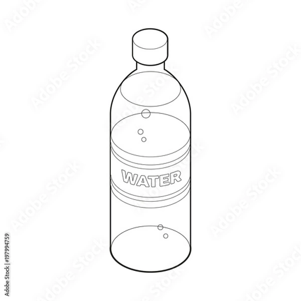 Obraz Bottle of water isometric style icon coloring book, food concept illustration