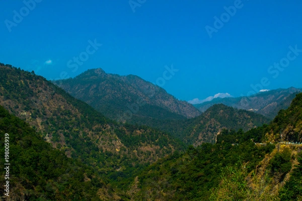 Obraz Beautiful mountain with river and sky green tree with cloud