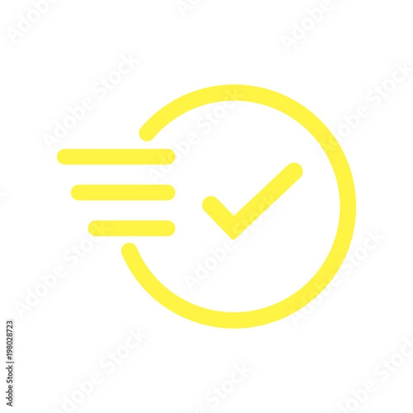 Obraz Fast time vector icon. Deadline icon. Yellow clock icon