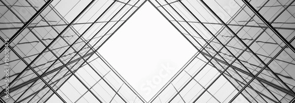 Fototapeta architecture of geometry at glass window - monochrome