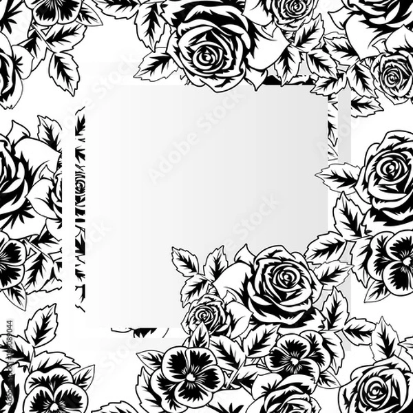 Fototapeta frame with flowers 