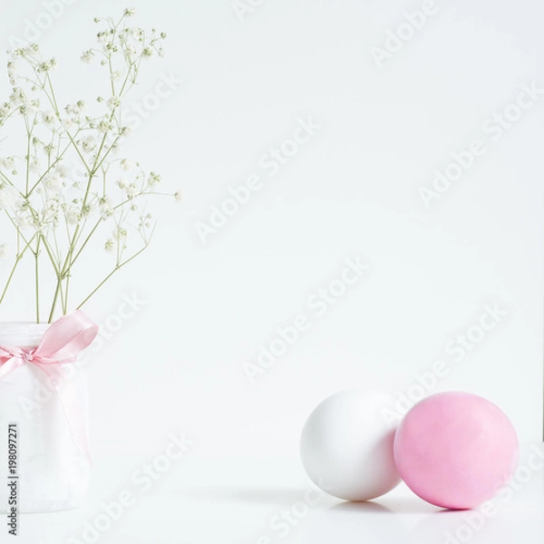 Obraz Pink and White Easter Eggs with decoration