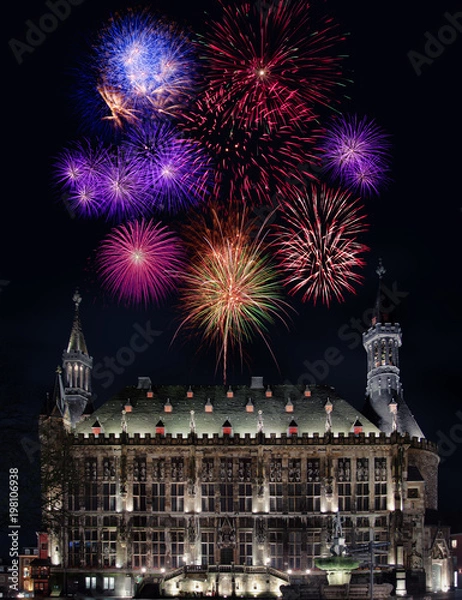 Obraz Aachen Silvester Feuerwerk