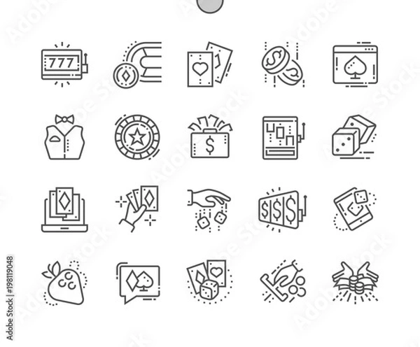 Fototapeta Gambling Well-crafted Pixel Perfect Vector Thin Line Icons 30 2x Grid for Web Graphics and Apps. Simple Minimal Pictogram