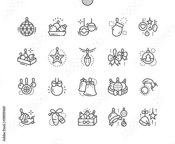 Obraz Toys on the Christmas tree Well-crafted Pixel Perfect Vector Thin Line Icons 30 2x Grid for Web Graphics and Apps. Simple Minimal Pictogram