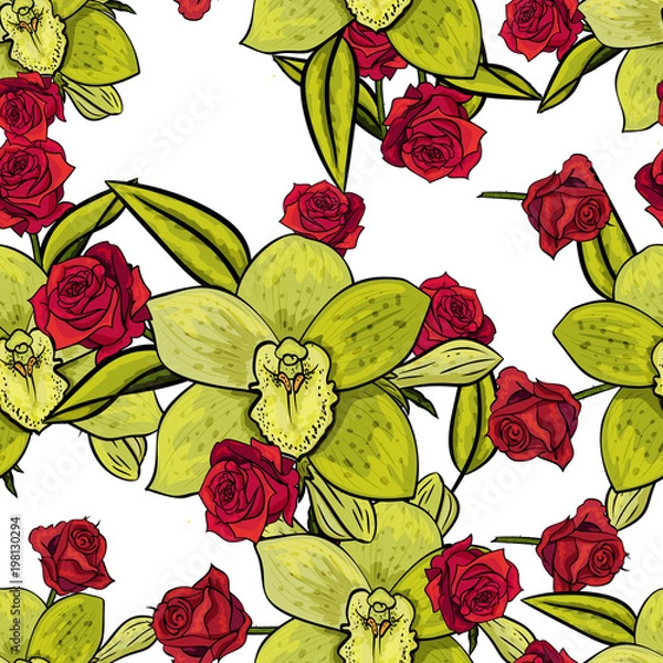 Fototapeta vector seamless flower pattern