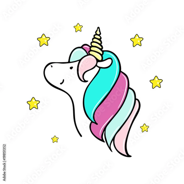 Obraz Hand drawn illustration of a magic unicorn. Vector isolated illustration