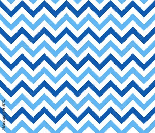 Fototapeta BLUE ZIG ZAG SEAMLESS VECTOR PATTERN. HERRINGBONE TEXTURE. STRIPED PARALLEL LINES BACKGROUND