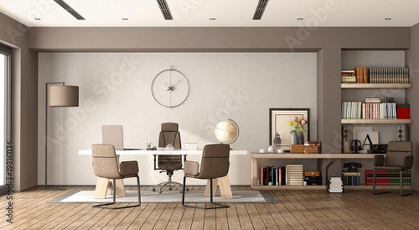 Obraz White and brown modern office