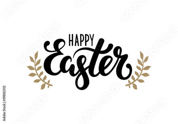 Fototapeta happy Easter Hand drawn calligraphy and brush pen lettering. design for holiday greeting card and invitation of the happy Easter day