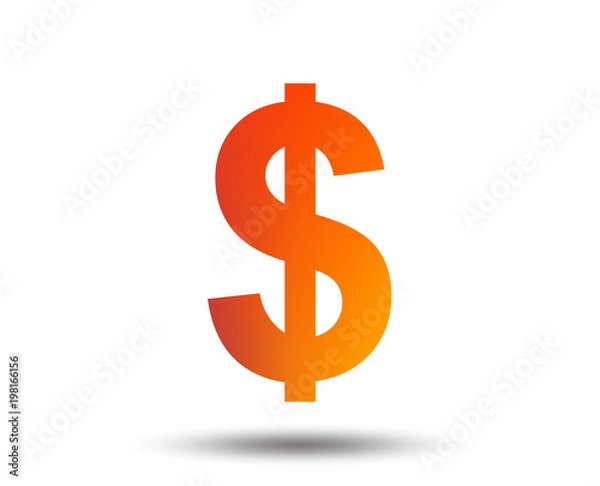 Fototapeta Dollars sign icon. USD currency symbol. Money label. Blurred gradient design element. Vivid graphic flat icon. Vector