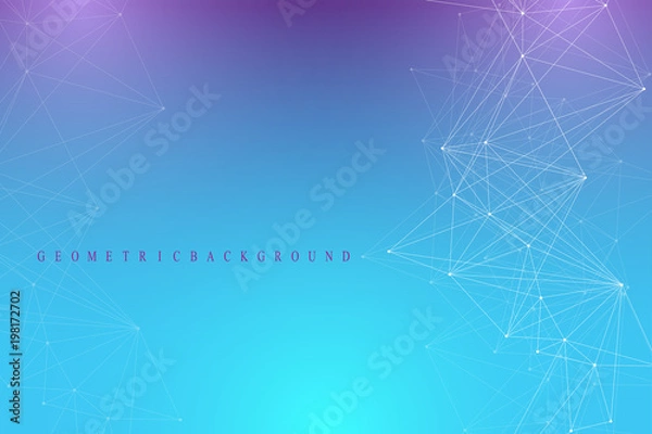 Obraz Geometric graphic background molecule and communication. Big data complex with compounds. Perspective backdrop. Minimal array. Digital data visualization. Scientific cybernetic vector illustration.